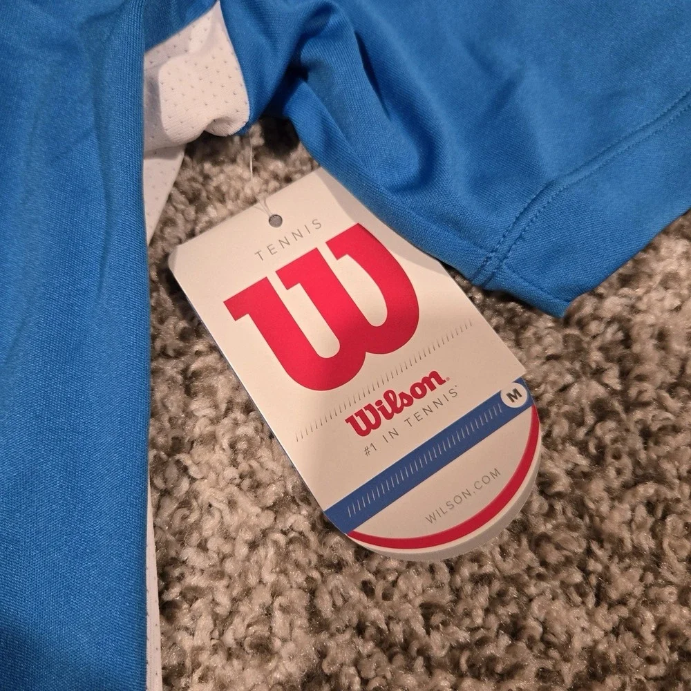 2011 Wilson Tennis Men's Polo Shirt Size XS NEW Deadstock Blue And White Perf - Picture 2 of 7